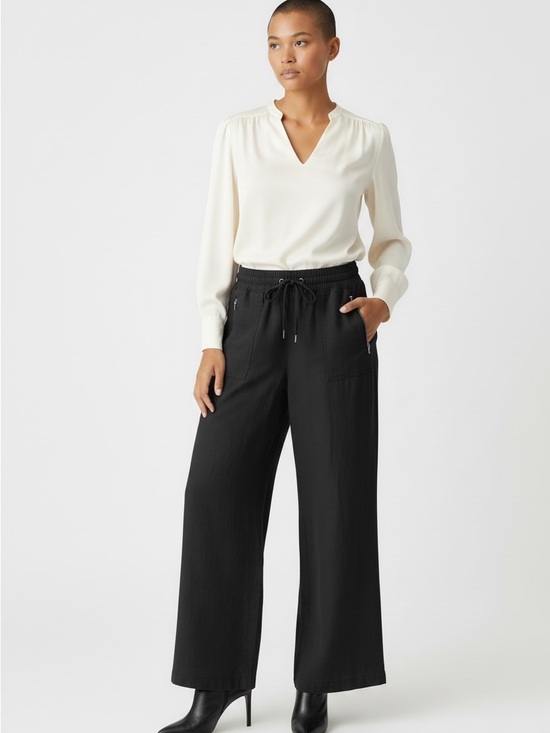 Athleta Pants - Athleta Wide-Leg Linen Drawstring Pants in Black